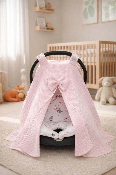 Yada Baby %100 Organik Pamuklu Kumaştan Müslin Dört Kat Minderli Puset Örtüsü...