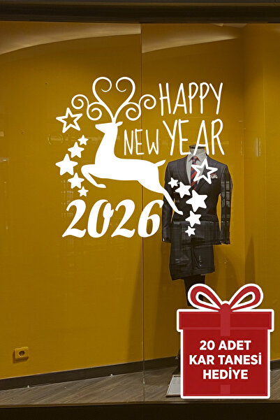 MIGNATIS Geyik Ve La mulți ani 2026 Decoratiuni de Anul Nou Autocolant din st...