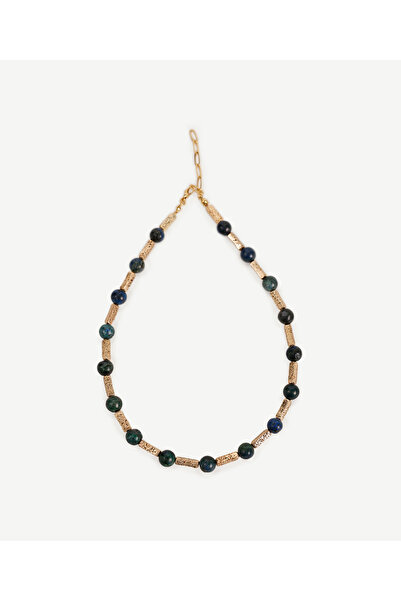 Yargıcı Lav Taşı Ve Azurit Sıralı Kolye