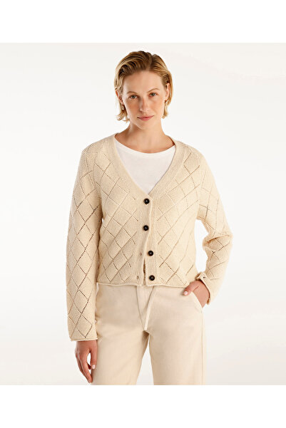 Yargıcı V-Neck Decorated Cardigan