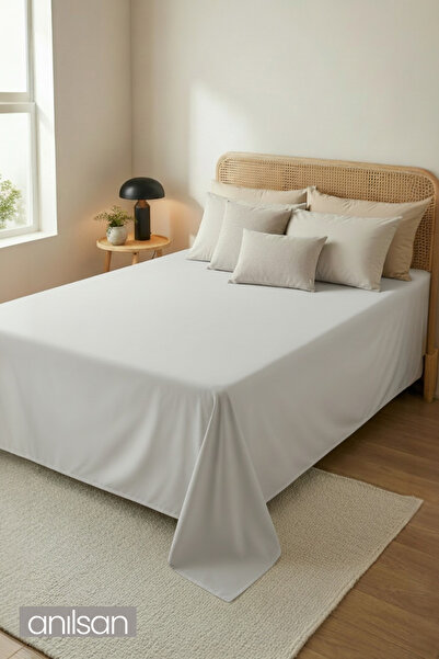 Anılsan Camelia Single/Double Size Flat Ranforce Non-Slip Sheet - Stone 100% ...