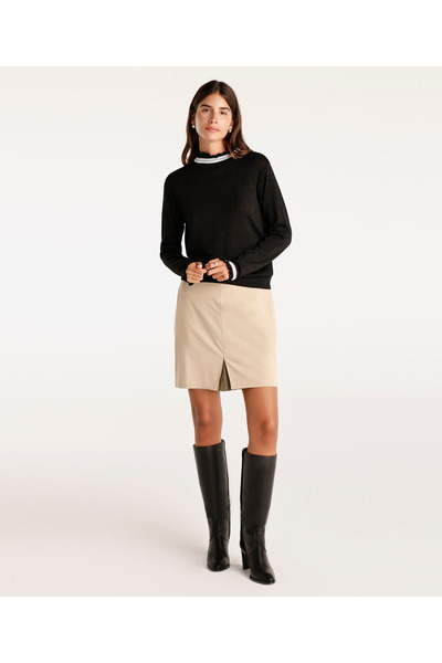 Yargıcı Short Skirt with Contrast Detail on the Front