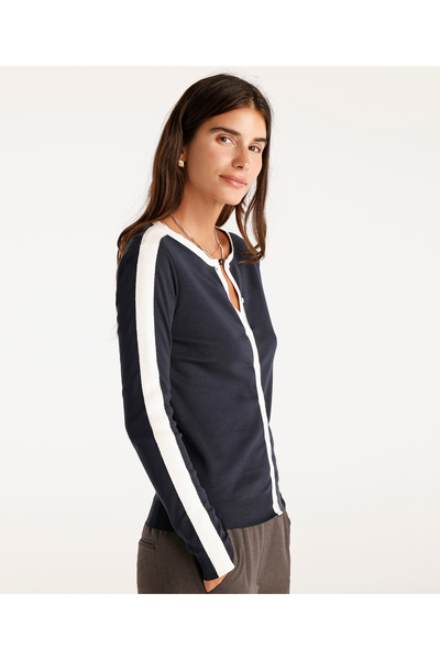 Yargıcı كتلة ملونة طاقم الرقبة تريكو