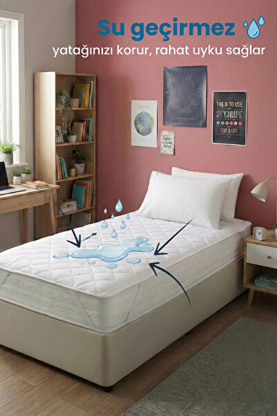 Mavera Life Kapitone Köşe Lastikli Sıvı Su Geçirmez Tek Kişilik Yatak Koruyuc...