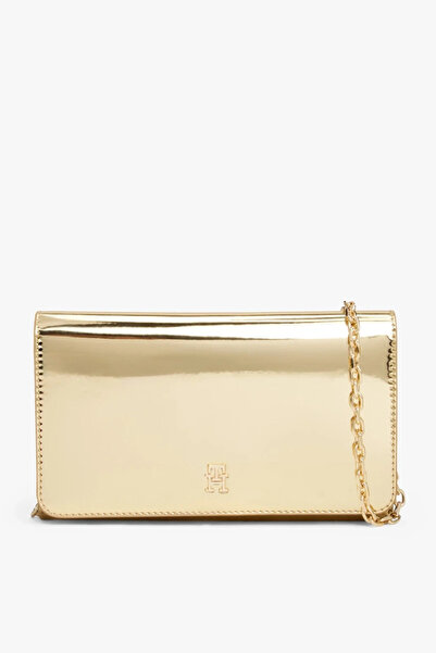 Tommy Hilfiger Th Icon Metallic Chain Cover Women's Gold Wallet Aw0Aw179590Hs