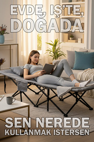 EFSANE KAMP - Konfor Ultralight Kampet Portatif Kamp Yatağı Gri -  190x68x35cm