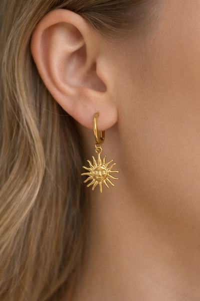 HERCY 316 لتر من الفولاذ المقاوم للصدأ أقراط الشمس |   أقراط الذهب الصلب