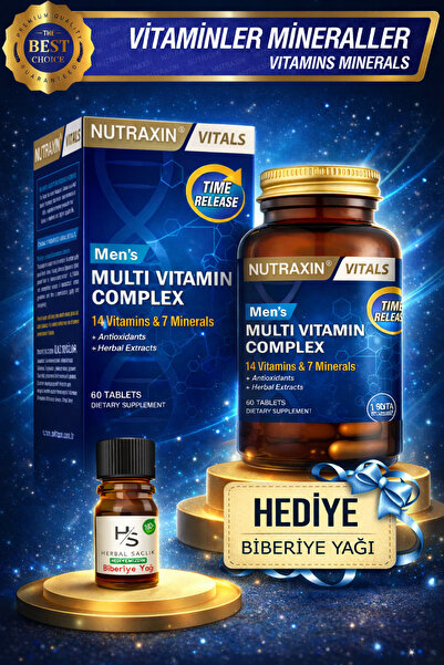 Nutraxin Men's Multi Vitamin Ve Mineral Complex 60 Adet Tablet - (Erkeklere Özel Formül) Paket