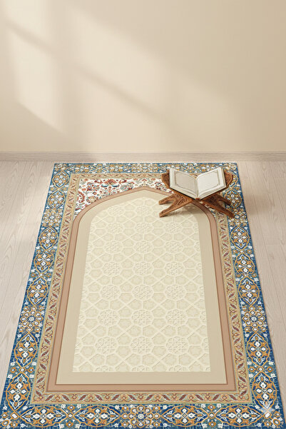 FOREVER ALDORA Blue Brown Felt Prayer Rug |   Prayer Mat Non-Slip Base, Spong...