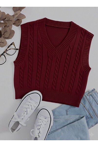 moda mh KADIN SAÇ ÖRGÜ CROP SÜVETER