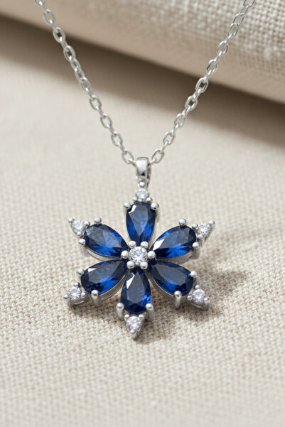 ZOLESSA 925 Ayar Gümüş Kişiye Özel Doğum Taşlı Kar Tanesi Tasarımlı Kolye Sev...