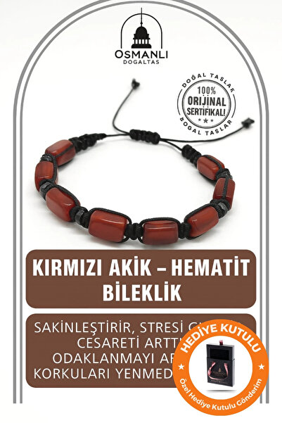 OSMANLI DOĞAL TAŞ Unisex Sertifikalı Gerçek Doğal Taş Yosunlu Akik - Hematit ...