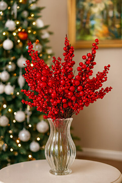 TAŞDELEN AVM Kukina çiçek , kukina dalı parlak yılbaşı , parti süsü masa süsü...