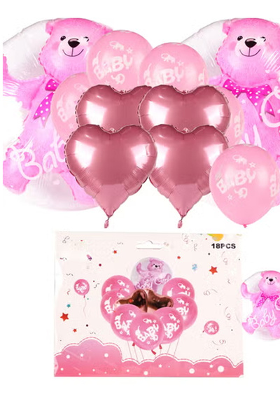 co arma مجموعة بالونات هيليوم للمواليد الجدد لون وردي 18 قطعة