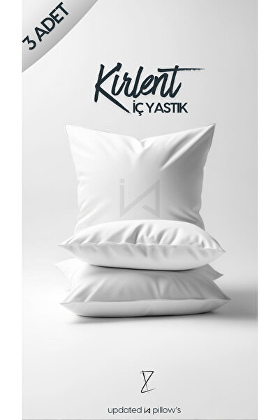 İzgi Concept 3 قطع وسادة رمي بيضاء متداخلة وسادة داخلية 40x40 سم 350 جرام - مضادة للبكتيريا نقية سيليكون مملوءة