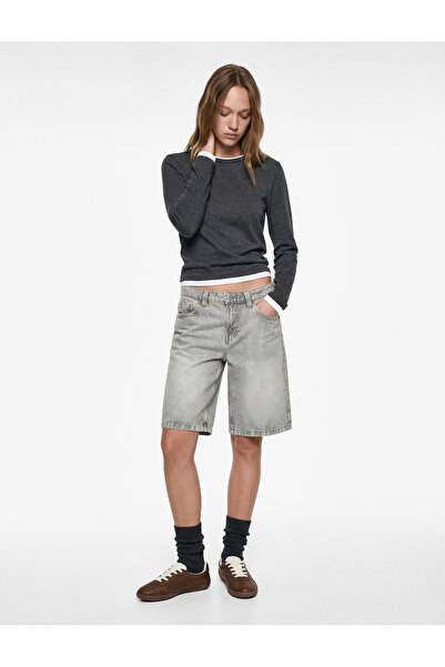 Koton Crew Neck Piped Slim Fit Viscose Blended Long Sleeve T-Shirt