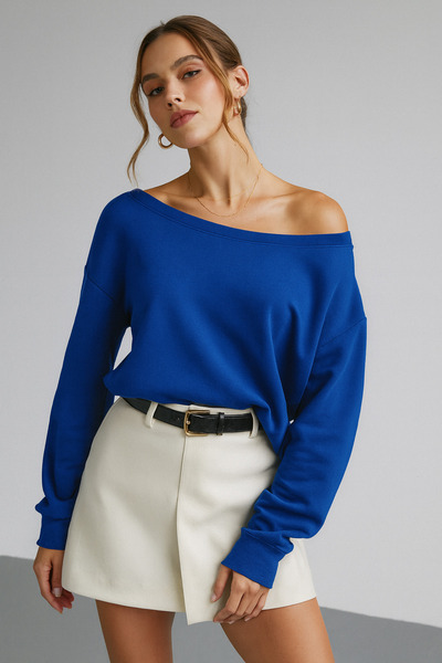 Rich Women's Cobalt Blue Off Shoulder Modal Blouse