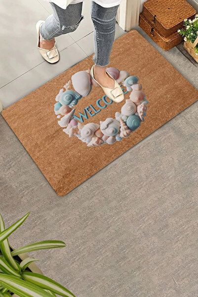 Valerine Life سجادة باب ترحيب على شكل صدفة بحجم 45 × 70 سم