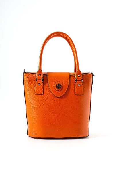 VOSTRO 100% Genuine Leather Women's Orange Hand and Shoulder Bag - Handmade I...