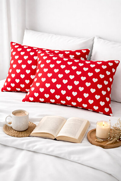 ÇIQRIK HOME 2 Pieces 50X70 cm Zippered Heart Patterned Pillowcases