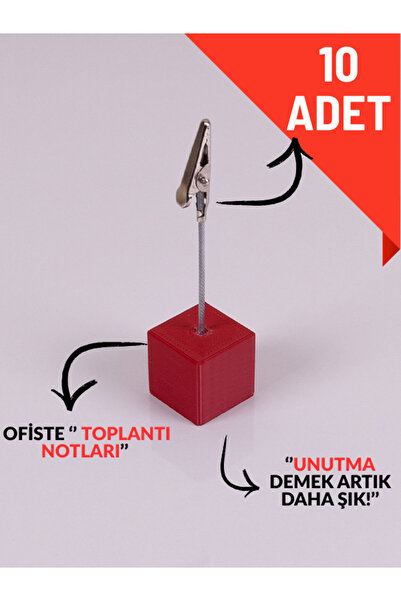 Genel Markalar 10'lu Metal Not Tutucu Metal Kıskançlı Notluk Kırmızı Masaüstü...