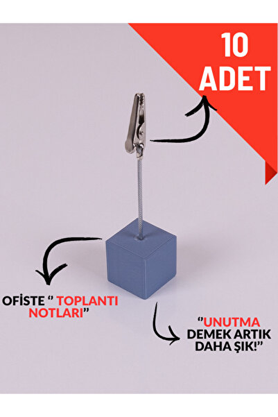 Genel Markalar 10'lu Metal Not Tutucu Metal Kıskançlı Notluk Gri Masaüstü Not...