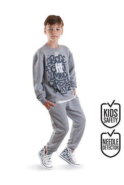 Denokids Σετ αθλητική φόρμα Letter Boy Grey
