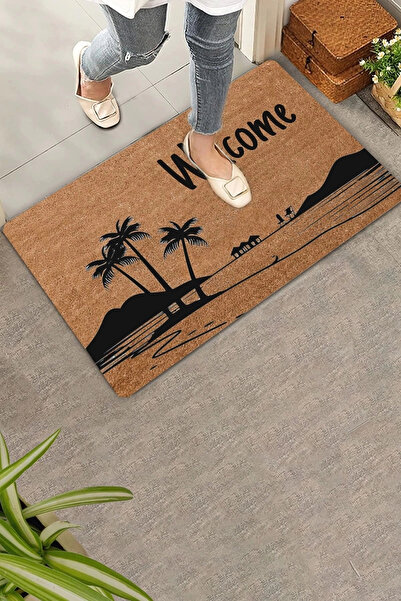 Valerine Life سجادة أمامية للباب الترحيبي مع شجرة النخيل ذات المناظر الطبيعية...