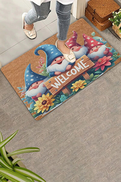 Valerine Life Flowers and Gnomes Welcome Door Mat 45x70cm
