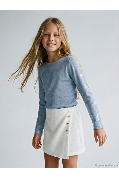 LC Waikiki LCW Kids okrugla kragna Majica za devojčice sa svetlim izgledom