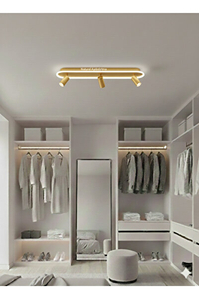 N Naturel Aydınlatma 100cm Ledli Plafonyer / 3 Spotlu / 3 ışık Rengi Eskitme ...