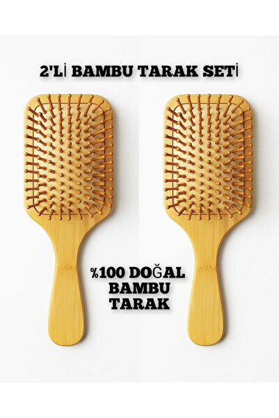 MADAMENATUREL %YÜZ DOĞAL 2`Lİ BAMBU TARAK SETİ (24CM-8CM)