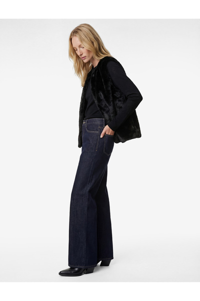 Koton Crew Neck Faux Fur Vest