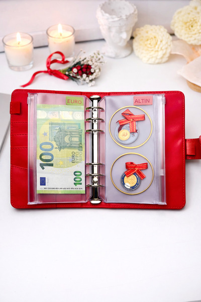 MINTDSGN Birikim Ajandası - Bütçe Planlayıcı Cüzdan - Kırmızı