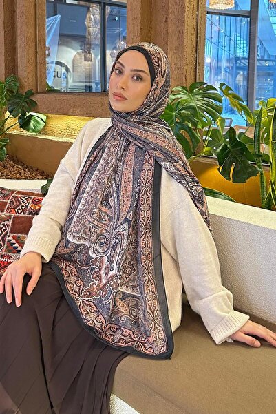 lamelif.com Retro Desen Pamuk Şal Kiremit