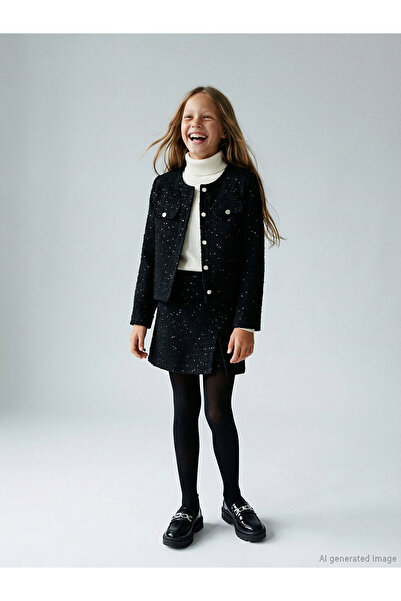 LC Waikiki Sequined Tweed Shorts Skirt for Girls