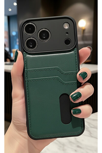TechTrove Apple iPhone 17 Pro Max İçin Uyumlu Kılıf Kart Bölmeli Deri Tasarım...