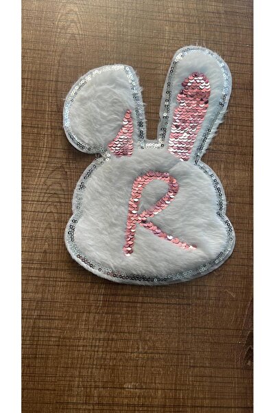 Gönülden Tasarım 23x16 Cm Peluş Payetli Tavşan Aplike Arma Yama Dikiş Aksesuarı
