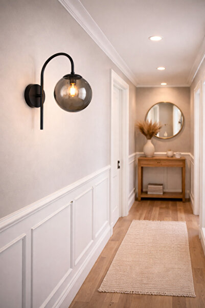 Uçar ANNA MODERN BASTON METAL KOLLU CAM BAŞLIKLI APLİK YATAK ODASI BAR RESTORAN OTEL APLİK