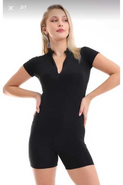 lubiti Kadın Önden Fermuarlı Kısa Tulum/Yüzücü Sporcu Mayo