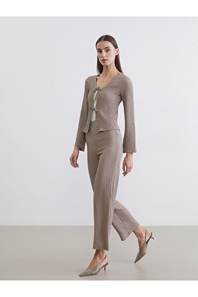 LC Waikiki Elastic Waist Textured Wide Leg Women's Trousers