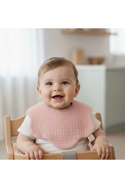 3-Piece 100% Cotton Organic Soft Colors 8-Layer Muslin Baby Bib / Saliva Bib/nickel Free Studs