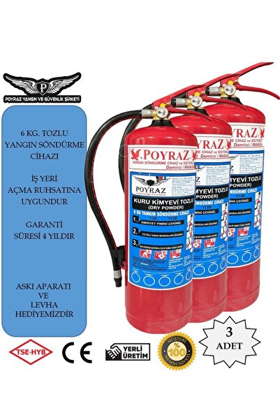 POYRAZ 6kg Yangın Söndürme Tüpü 2 adet Abc Tozlu 4 Yıl (GARANTİ)