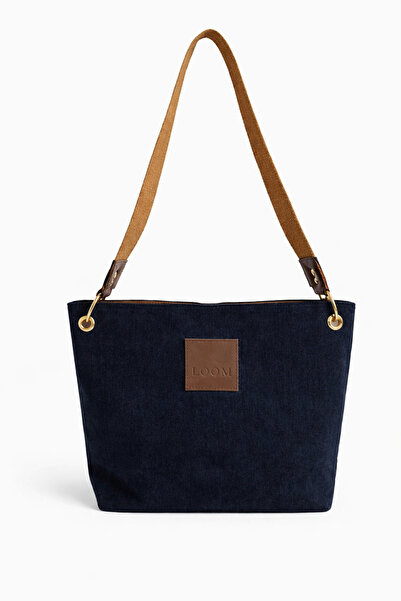 Loom Basic Neo Velvet Bag Lacivert – Kadife Kadın Omuz Çantası