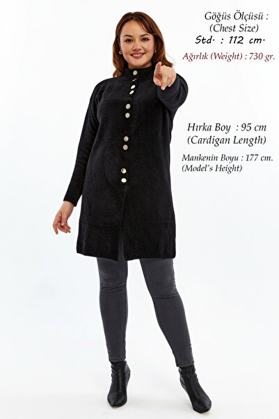 Laden Πλεκτά ρούχα μεγάλου μεγέθους Angora Γυναικεία μαλακή χοντρή υψηλής ποιότητας μακριά χειμερινή μαύρη ζακέτα μαμάς