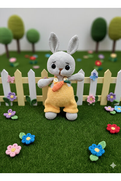 Amigurumi Sarı Tulumlu Tavşan Oyuncak