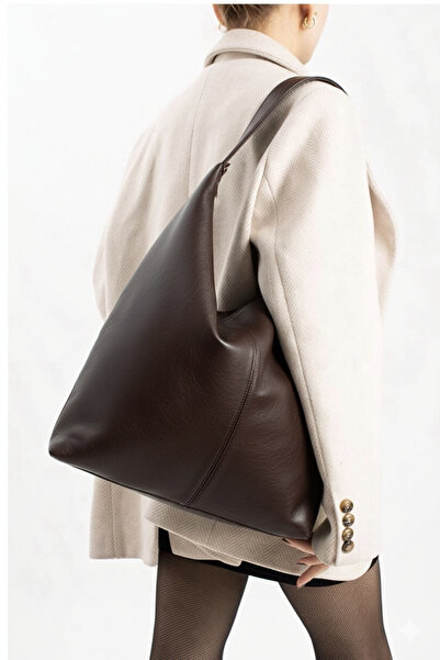 EBROU Kadın Acı Kahve Büyük Boy Omuz ve Tote Çanta - Geniş Hacim