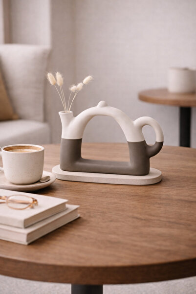 Momiko ARK Orta Boy Çift Renk El Yapımı Beton Dekoratif Tasarım Vazo – 10 Ren...