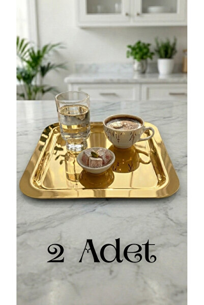 Fabrication Set of 2 Luxury Stainless Steel Square Presentation Trays with Go...