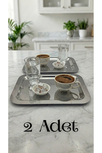 Fabrication Set of 2 Luxury Stainless Steel Square Presentation Trays with Go...